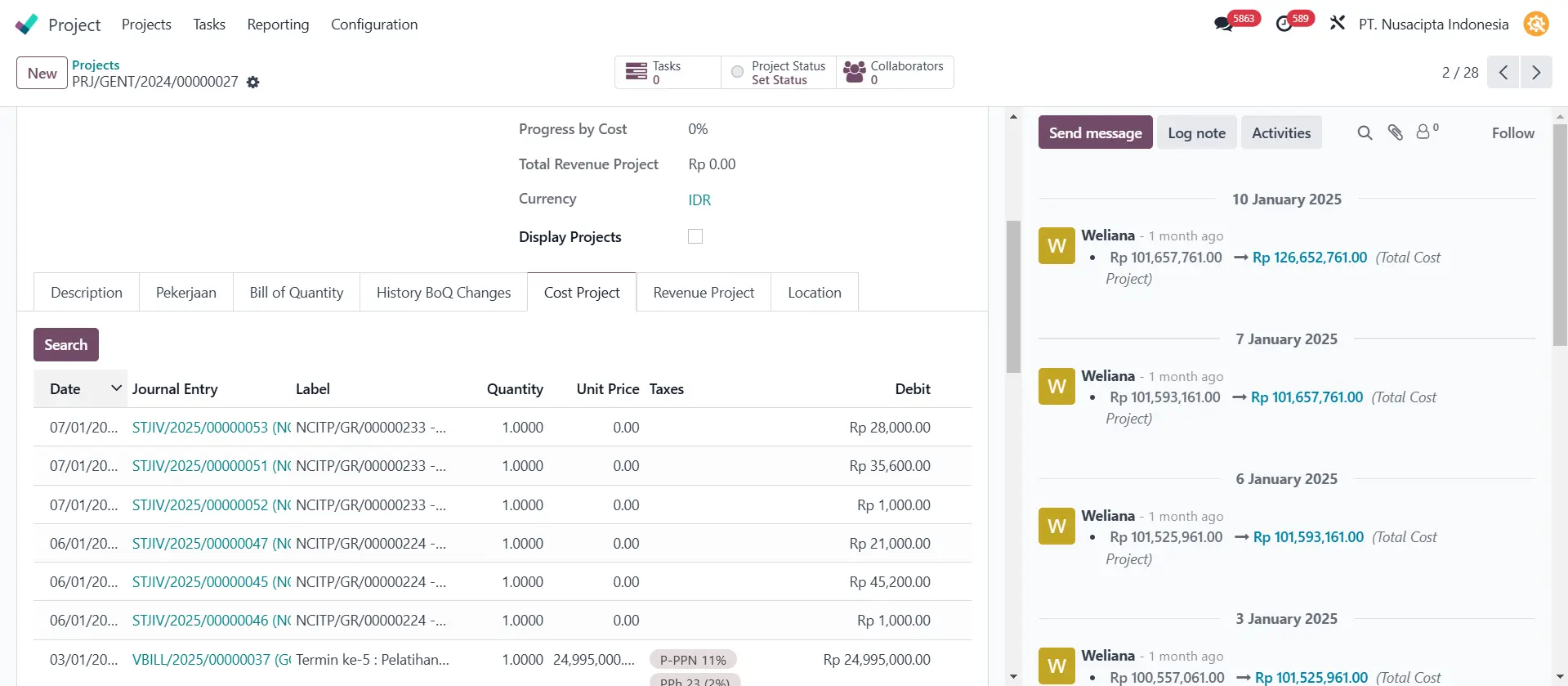 cost & revenue project